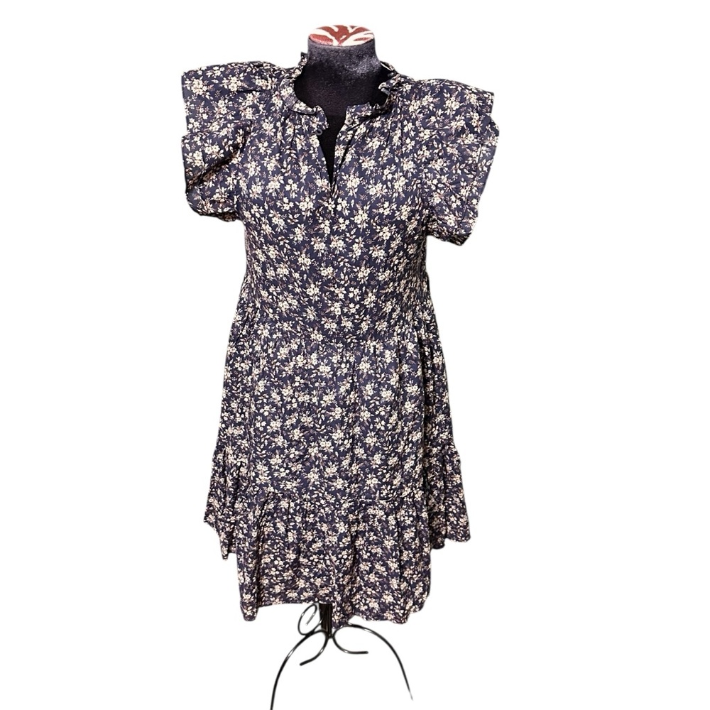 Olivaceous Cap Ruffle Sleeve Floral Dress Size Small Cottage Core